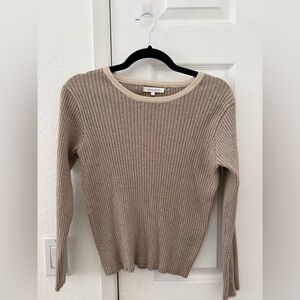Global Work Ribbed Taupe Sweater